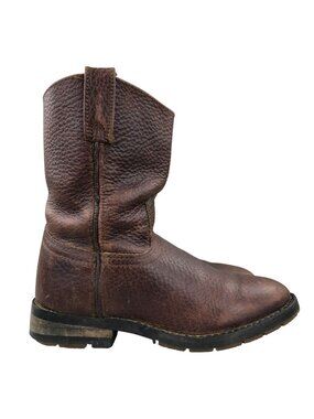 Double H Kid's Size 12 Brown Leather Pull On Closed Toe Western Cowboy Boots